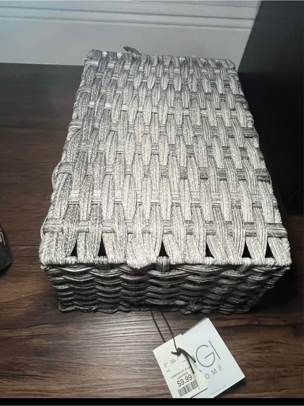 RGI Woven like Decorative Storage Basket in Gray indoor/outdoor. 14 W 9 1/2 D - Picture 2 of 5